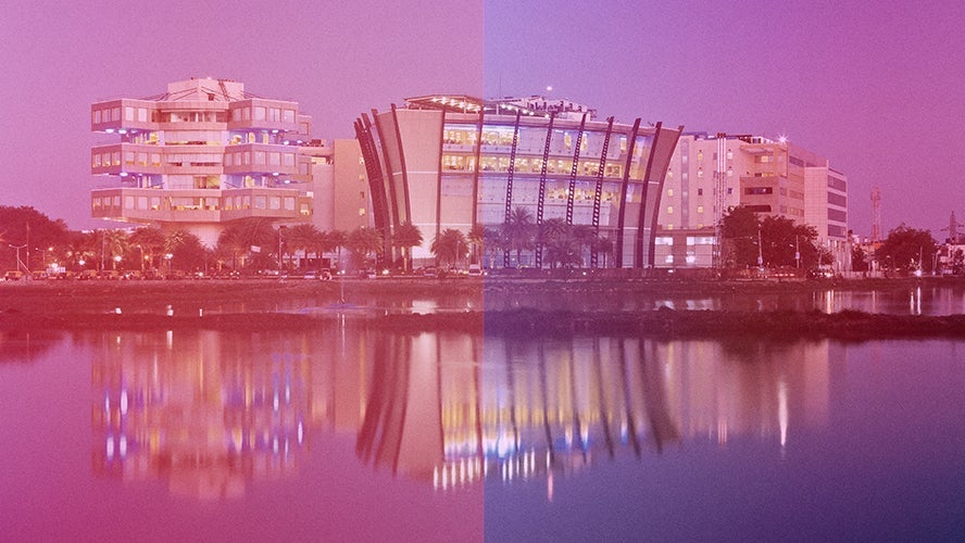 Mainz cityscape during the blue hour with the Dom