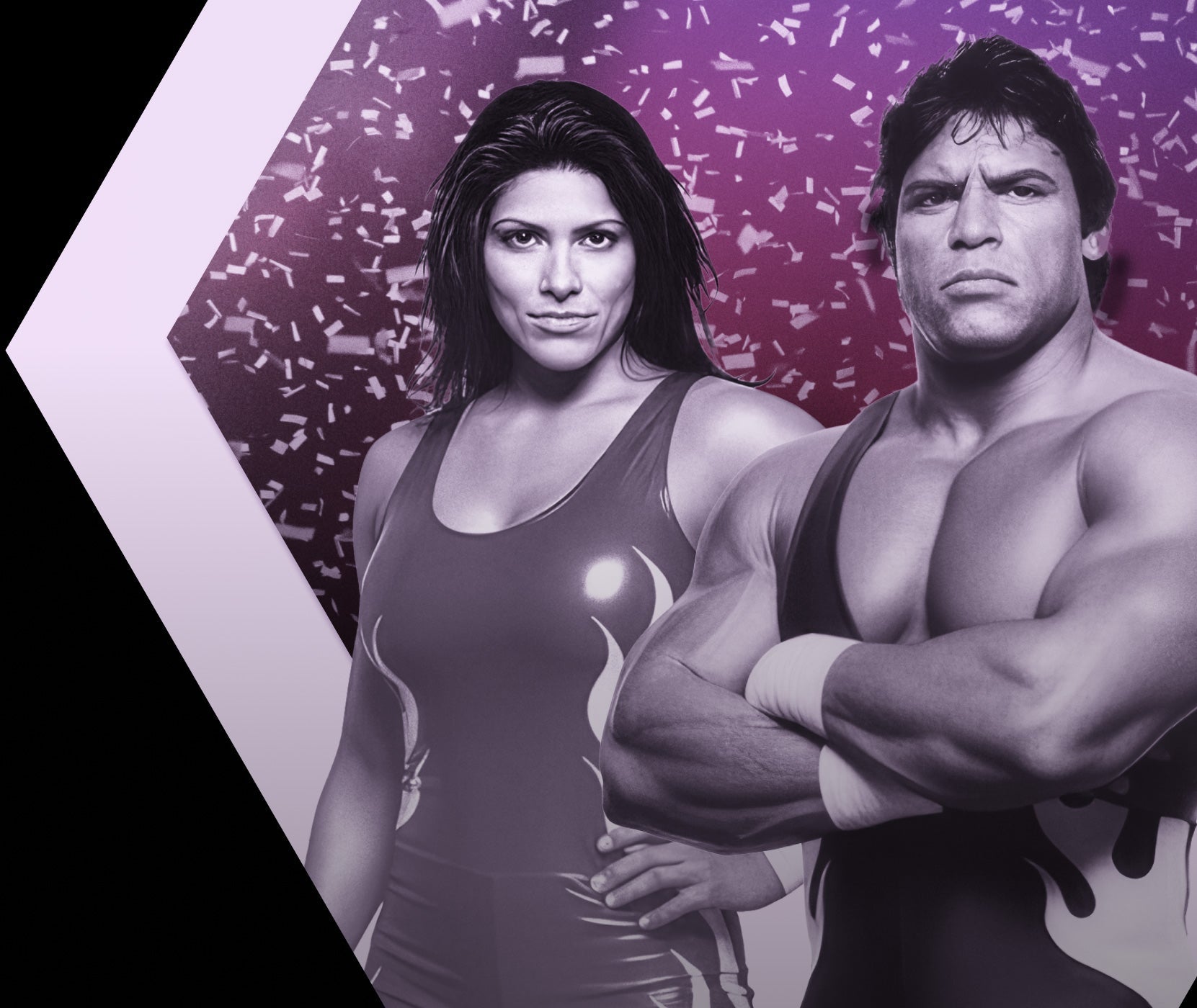 Man and woman wrestlers.